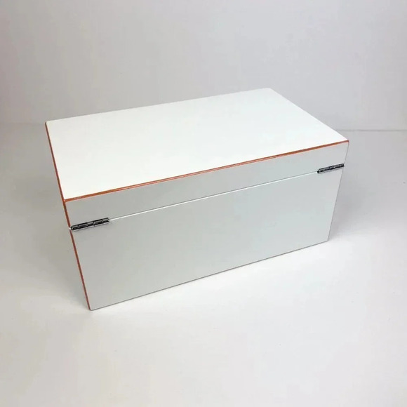 Modern Jewelry Box Lock & Key Orange & White Acetate High Gloss Finish - Picture 6 of 6